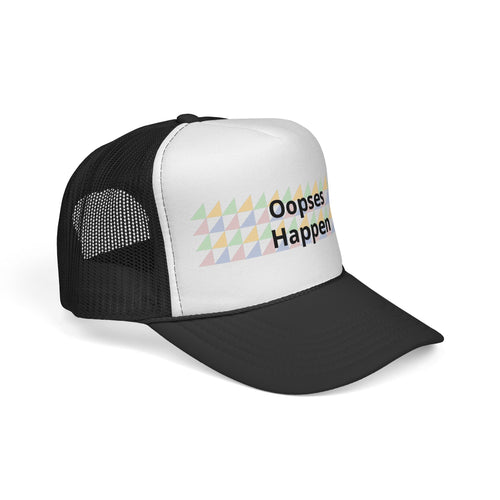 Trucker Cap — "Oopses Happen" Pastel Triangle Pattern
