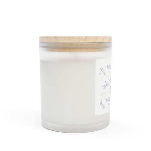 Lavender Frosted Glass Candle — 11oz Soy Scented Home Decor